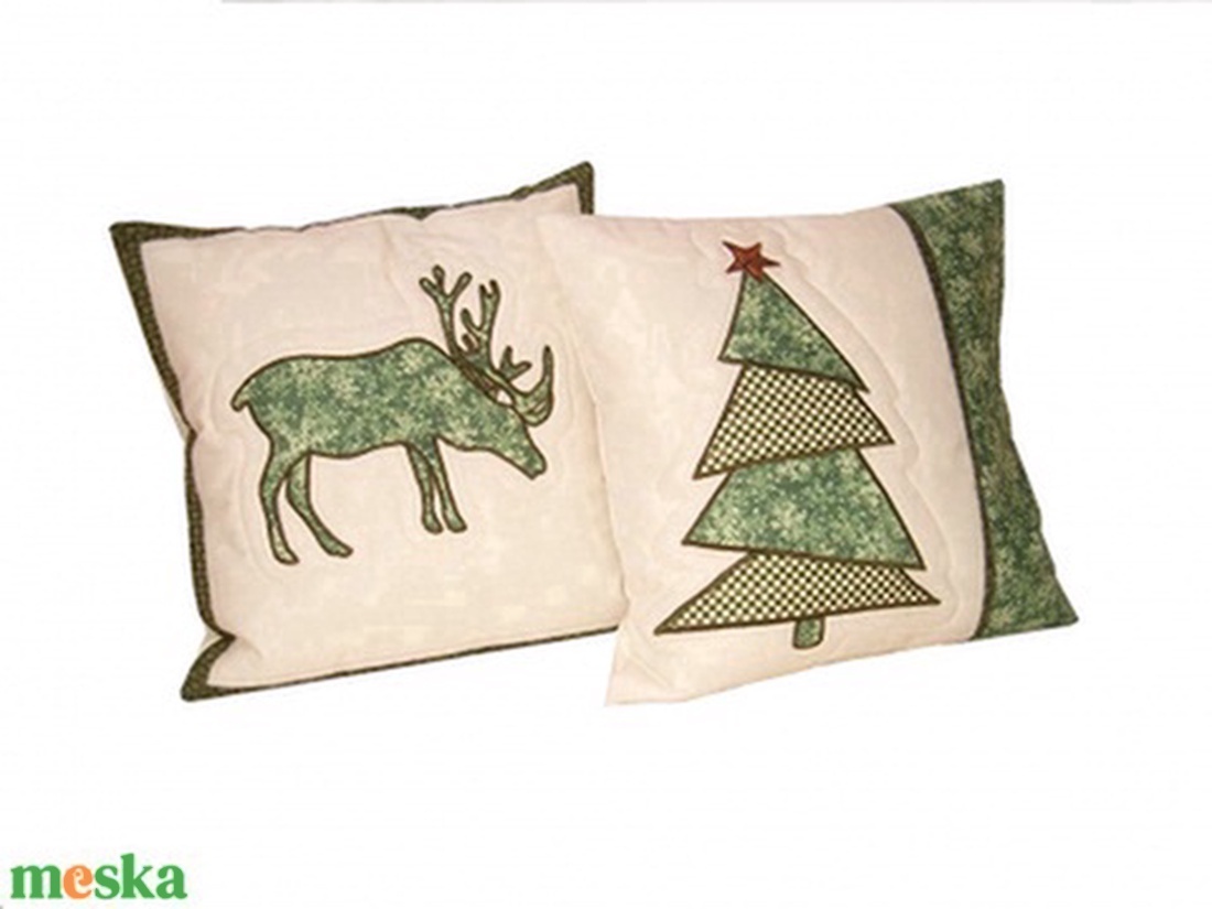 Díszpárnahuzat karácsonyra, adventre -rénszarvassal, fenyővel applikált- - karácsony - karácsonyi lakásdekoráció - karácsonyi lakásdíszek - Meska.hu