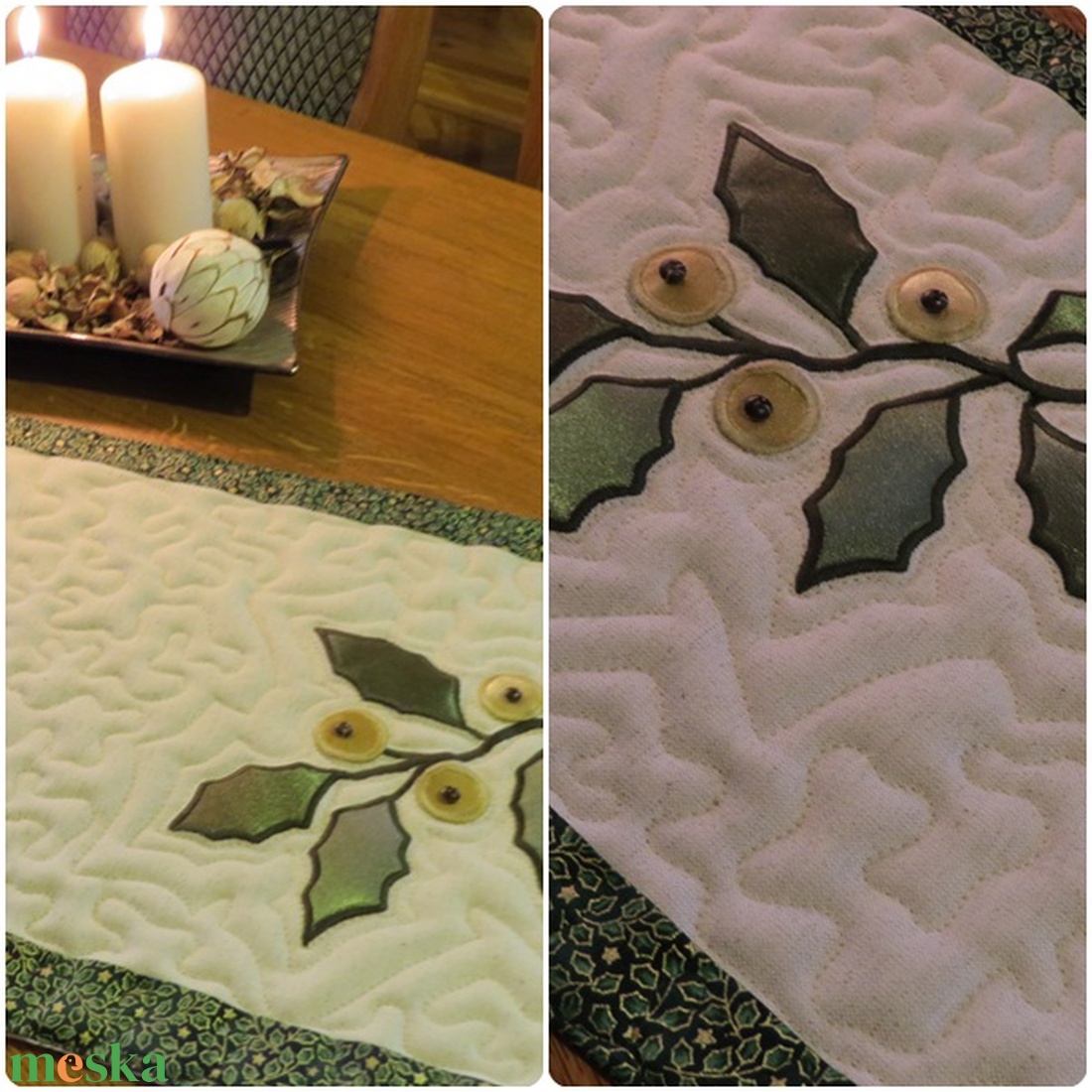 Magyal karácsonyi asztalterítő, asztali futó ebédlőbe, nappaliba - karácsony - karácsonyi lakásdekoráció - ünnepi asztaldekoráció - Meska.hu