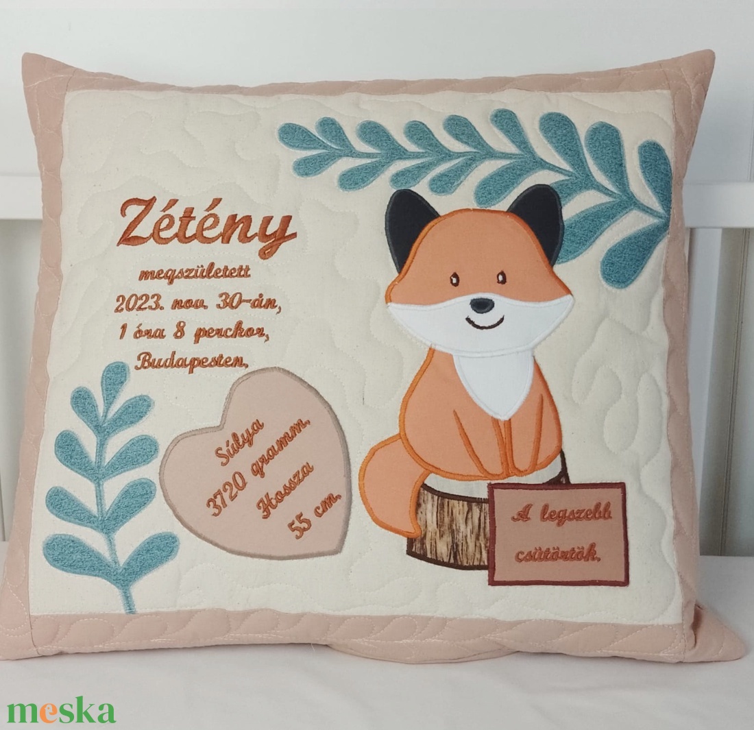 Születési emlék, emlékpárna, rókás párna babaszületésre, babalátogatóra, névre szóló, egyedi - otthon & életmód - babaszoba, gyerekszoba - gyerek díszpárna - Meska.hu Születési emlék, emlékpárna, rókás párna babaszületésre, babalátogatóra, névre szóló, egyedi - otthon & életmód - babaszoba, gyerekszoba - gyerek díszpárna - Meska.hu
