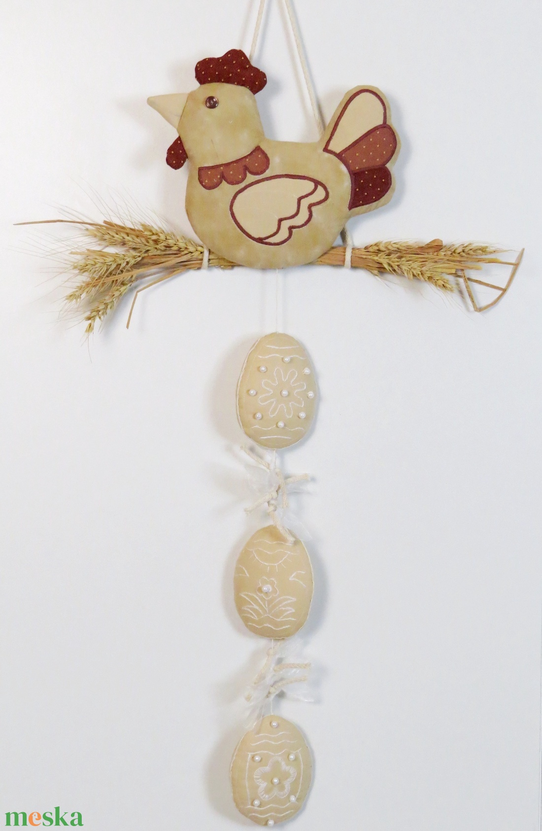 Húsvéti  dekoráció, tyúkanyó, tojások függődísz ajtóra, beltérre - otthon & életmód - dekoráció - fali és függő dekoráció - függődísz - Meska.hu