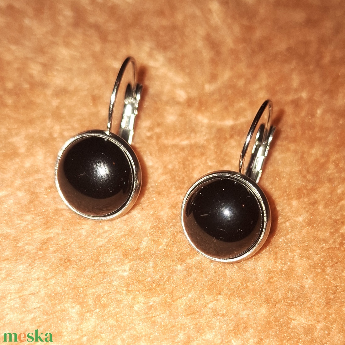 Ónix ásványköves rozsdamentes acél fülbevaló - esküvő - ékszer - fülbevaló - Meska.hu