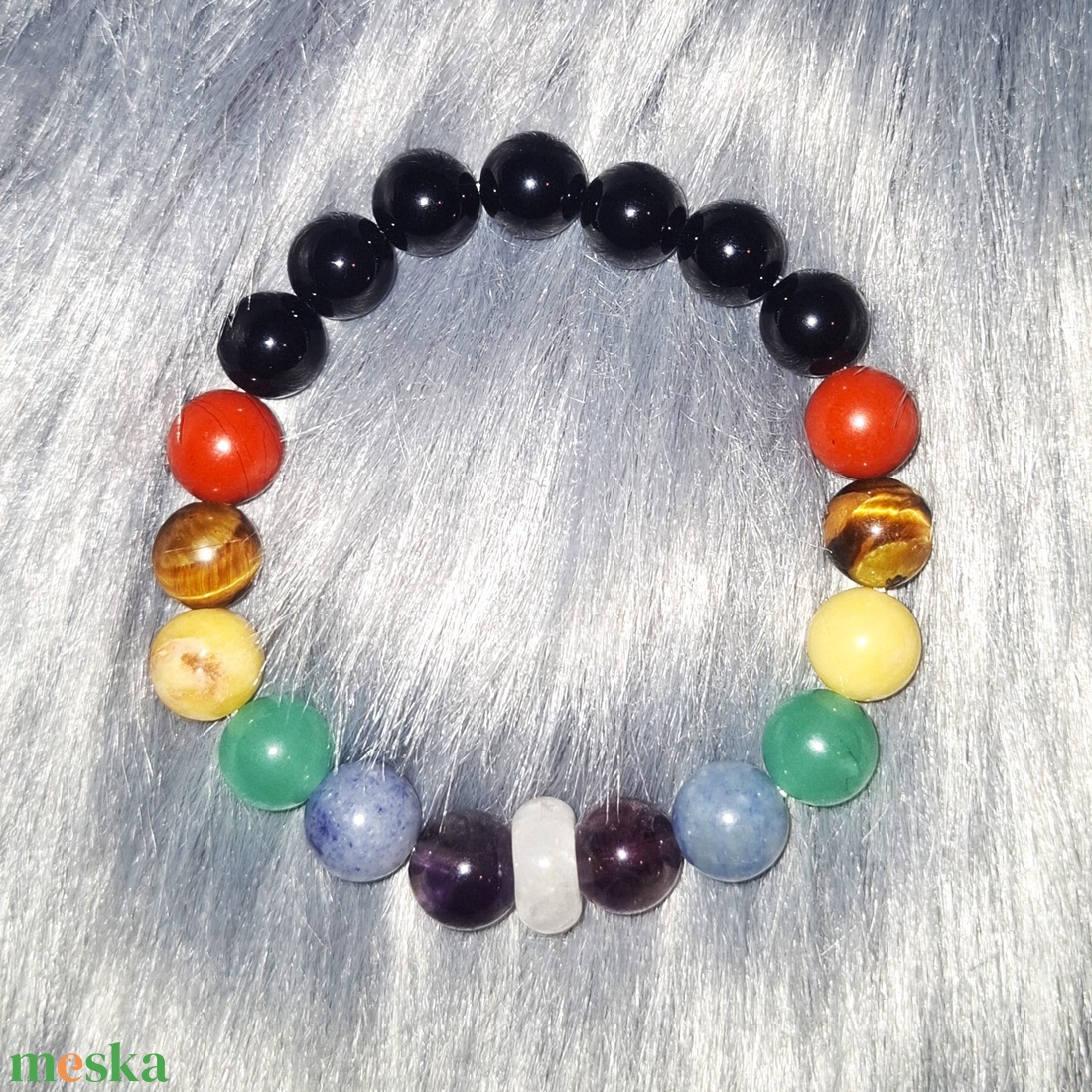 7 csakra ásványkarkötő - ékszer - karkötő - ásványkarkötő - Meska.hu