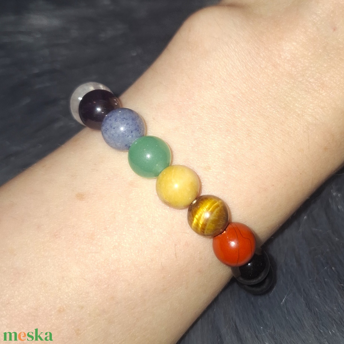 7 csakra ásványkarkötő - ékszer - karkötő - ásványkarkötő - Meska.hu
