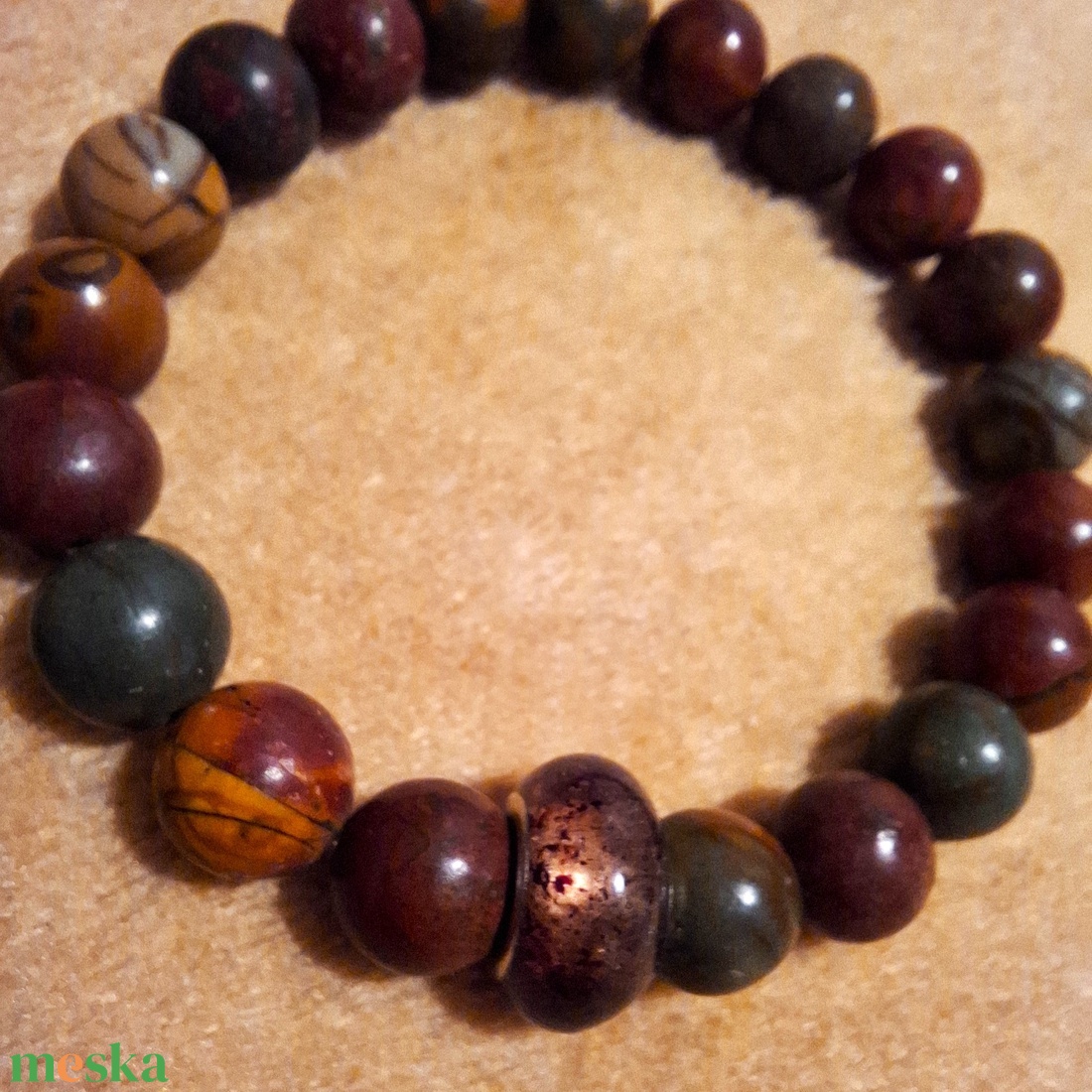 Boros Picasso jáspis ásványkarkötő - ékszer - karkötő - ásványkarkötő - Meska.hu