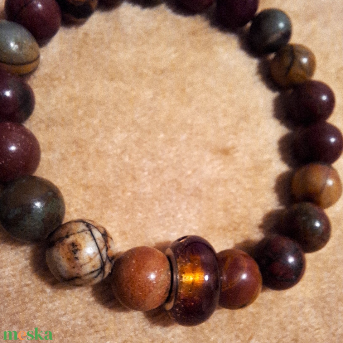 Sörös Picasso jáspis ásványkarkötő - ékszer - karkötő - ásványkarkötő - Meska.hu