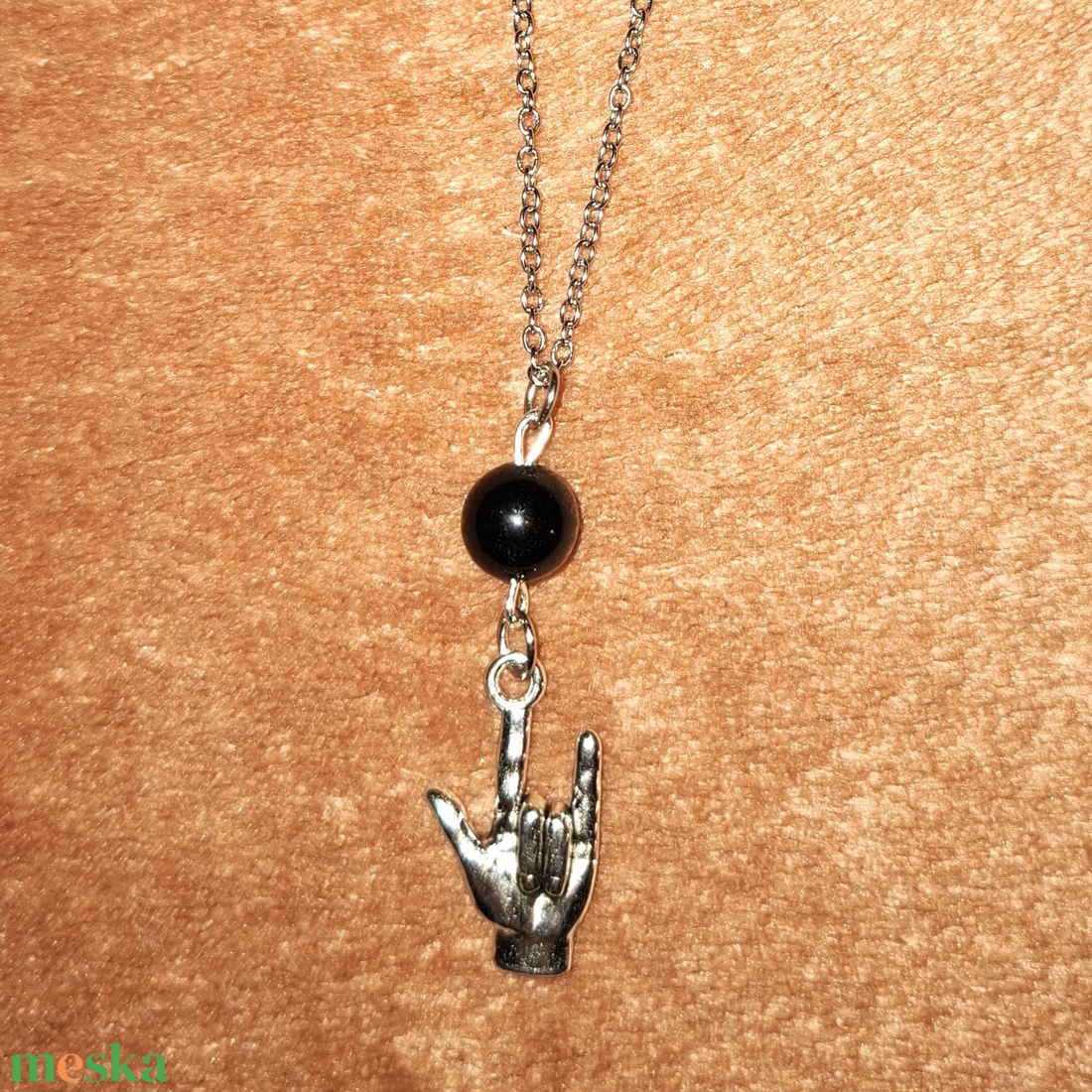 Metálvillás ónix ásvány nyaklánc - ékszer - nyaklánc - medálos nyaklánc - Meska.hu