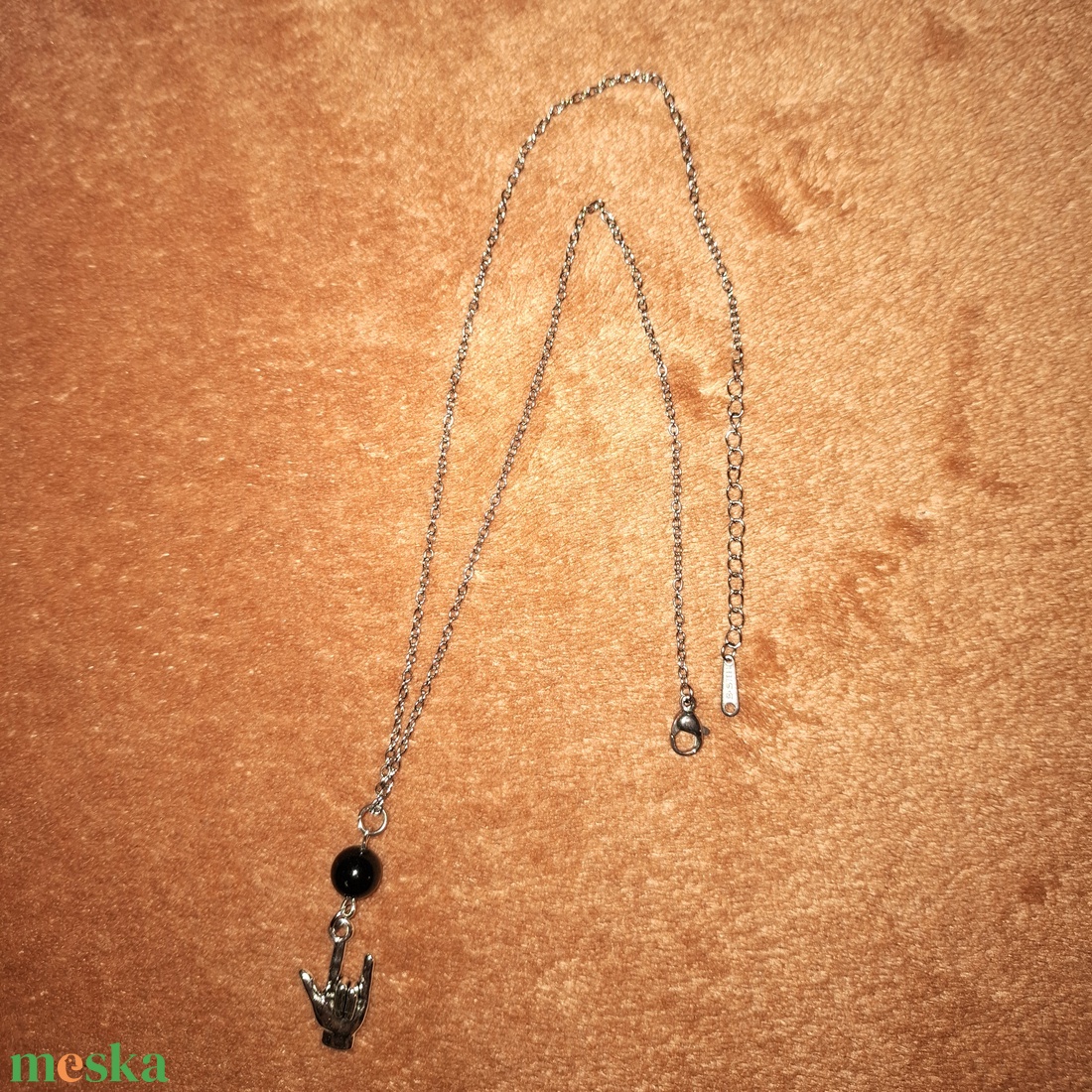 Metálvillás ónix ásvány nyaklánc - ékszer - nyaklánc - medálos nyaklánc - Meska.hu