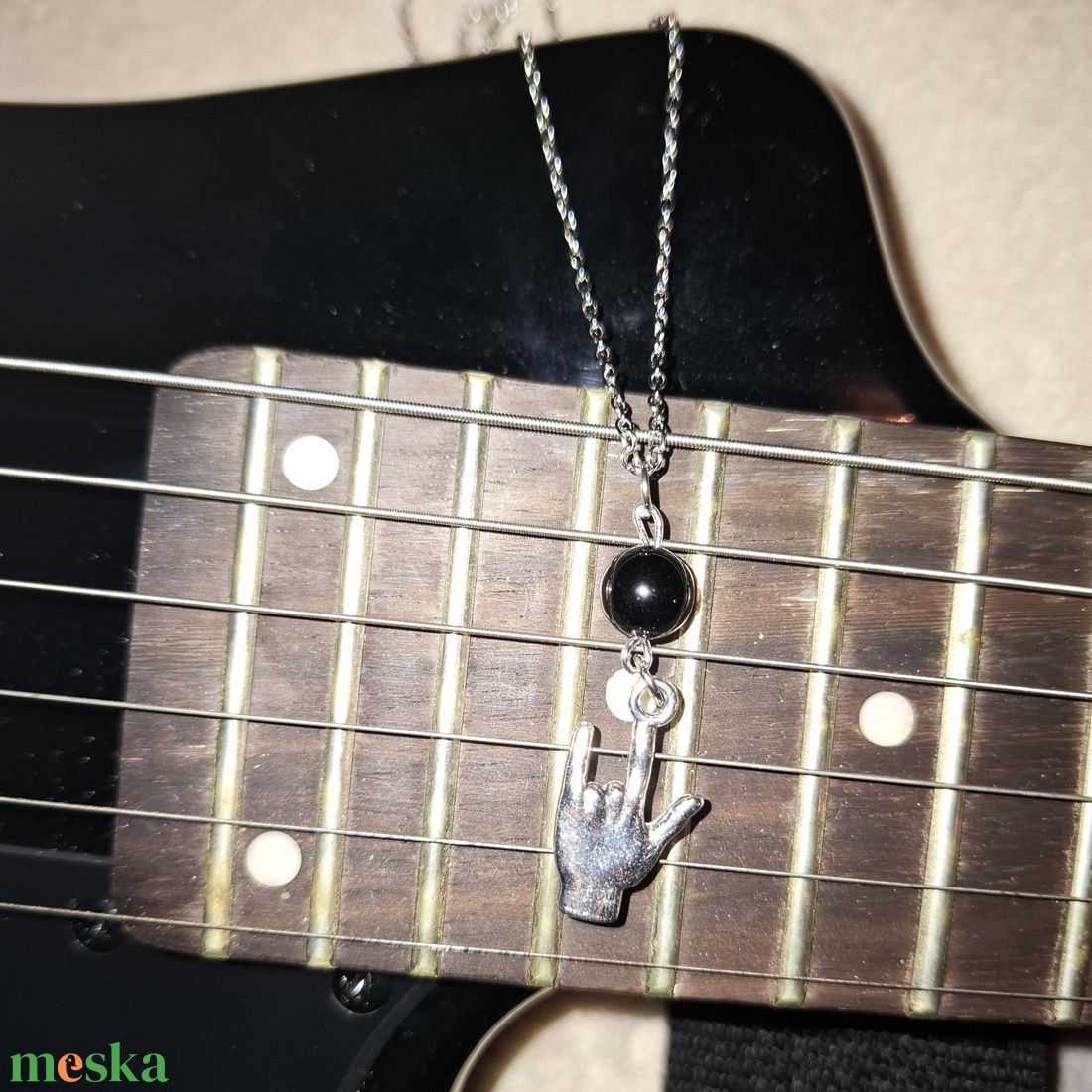 Metálvillás ónix ásvány nyaklánc - ékszer - nyaklánc - medálos nyaklánc - Meska.hu