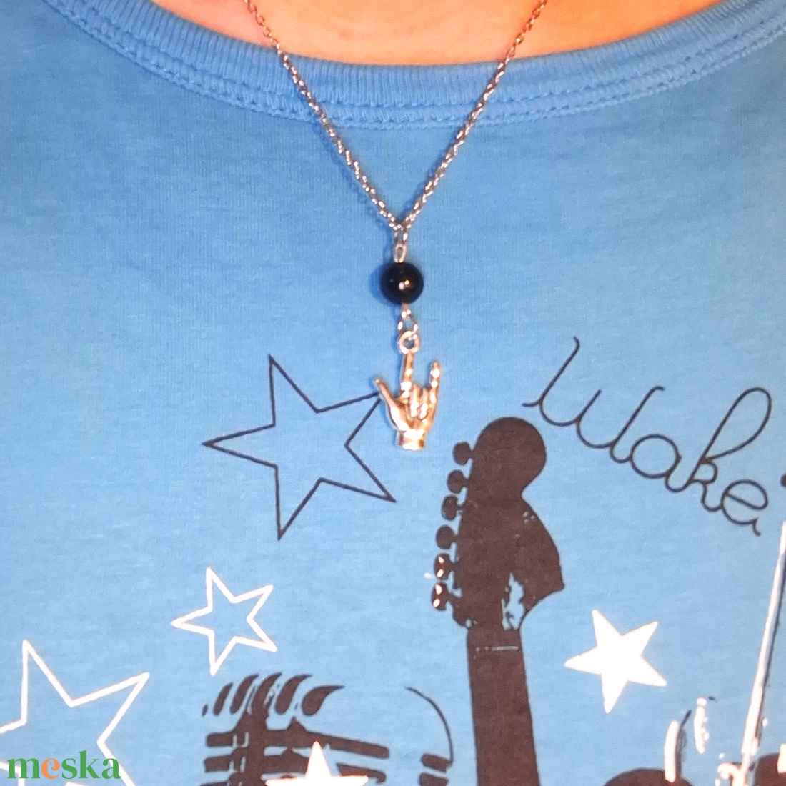 Metálvillás ónix ásvány nyaklánc - ékszer - nyaklánc - medálos nyaklánc - Meska.hu