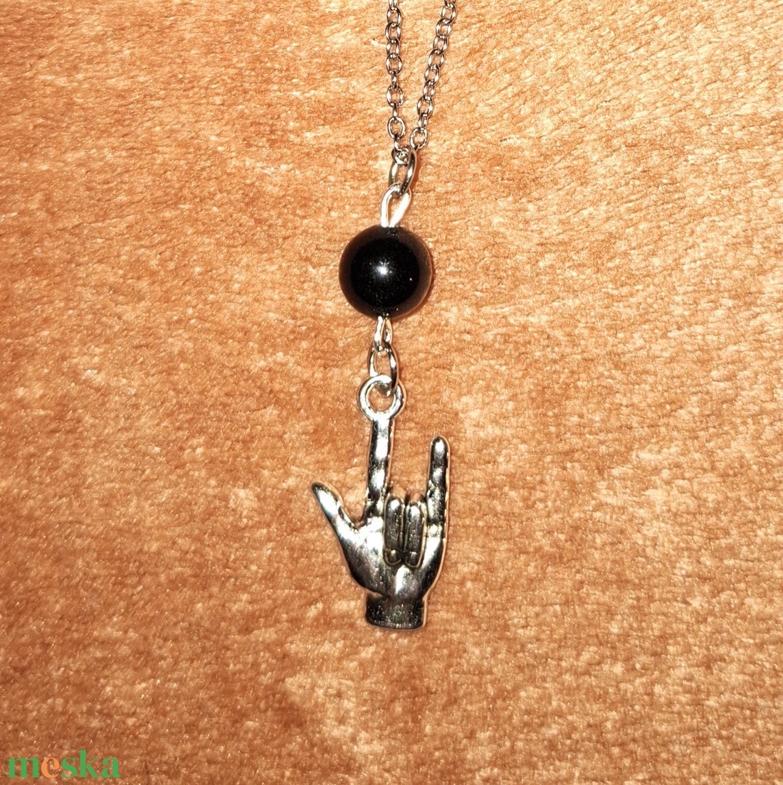 Metálvillás ónix ásvány nyaklánc - ékszer - nyaklánc - medálos nyaklánc - Meska.hu