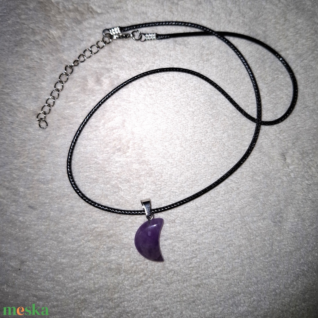 Ametiszt holdas nyaklánc - ékszer - nyaklánc - medálos nyaklánc - Meska.hu