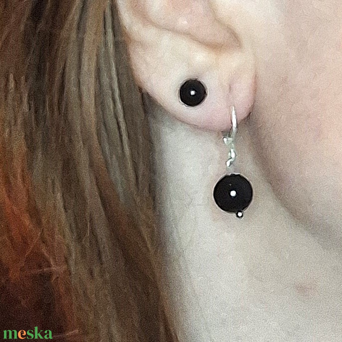 Ónix ásvány fülbevaló - ékszer - fülbevaló - lógó fülbevaló - Meska.hu