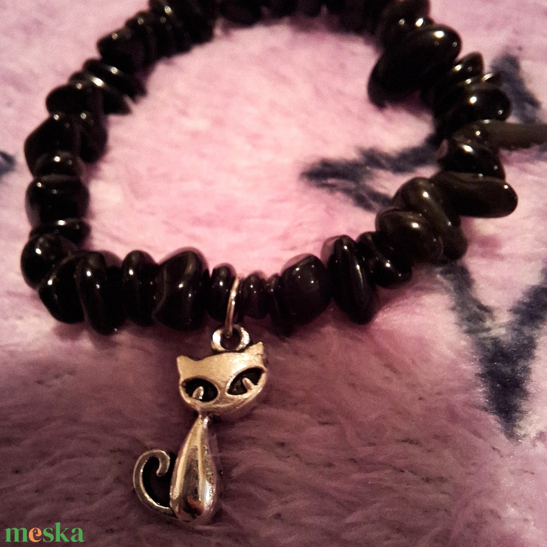 Macskás ónix ásványkarkötő - ékszer - karkötő - ásványkarkötő - Meska.hu