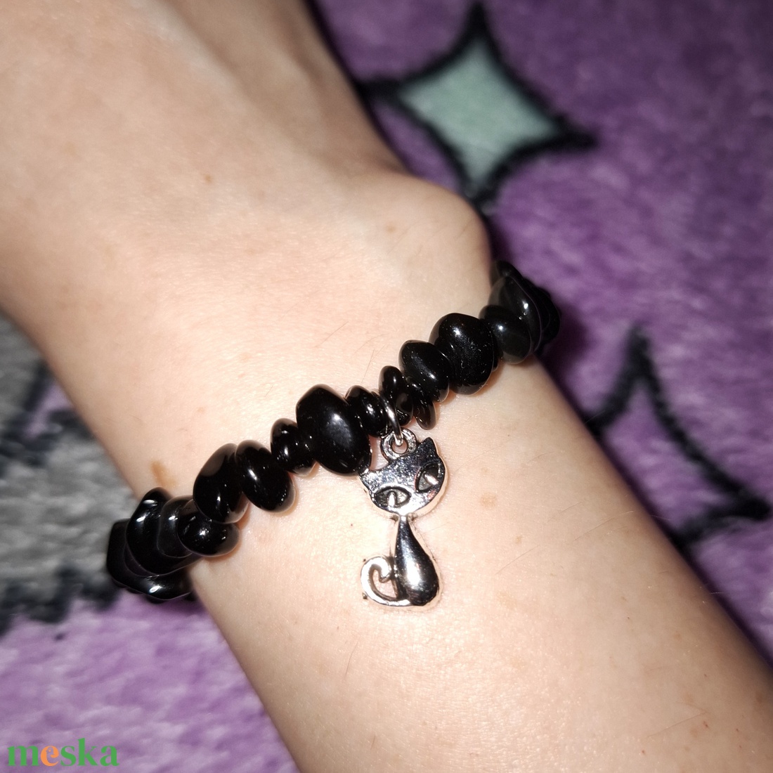 Macskás ónix ásványkarkötő - ékszer - karkötő - ásványkarkötő - Meska.hu