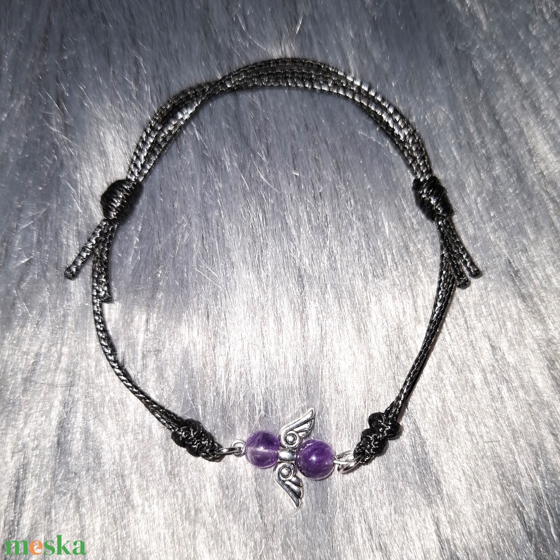 Védőangyal ametiszt köves zsinór karkötő  - ékszer - karkötő - ásványkarkötő - Meska.hu