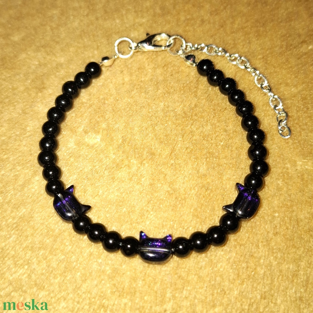 Három kiscica ónix ásványkarkötő - ékszer - karkötő - ásványkarkötő - Meska.hu