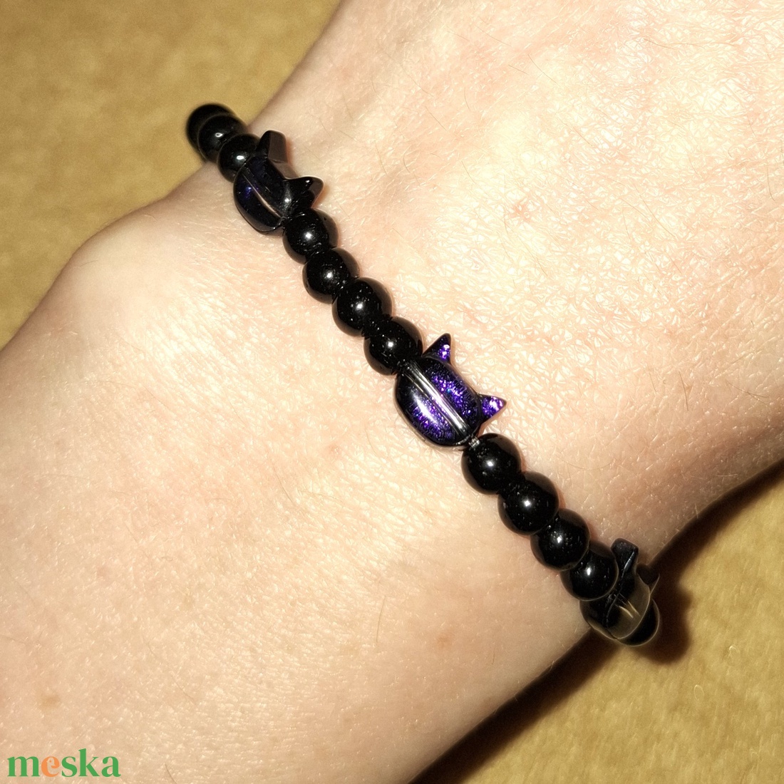 Három kiscica ónix ásványkarkötő - ékszer - karkötő - ásványkarkötő - Meska.hu