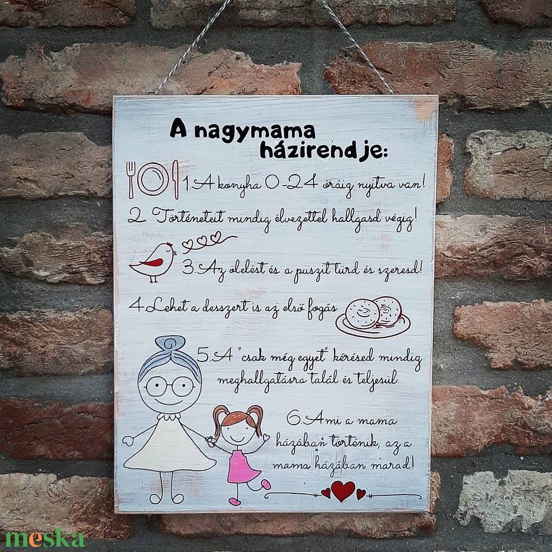 Nagymama házirendje fali dekor - otthon & lakás - falra akasztható dekor - Meska.hu Nagymama házirendje fali dekor - otthon & lakás - falra akasztható dekor - Meska.hu