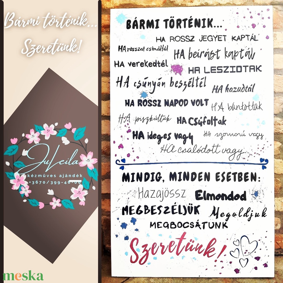 bármi történik...szeretünk motivációs tábla - otthon & lakás - dekoráció - kép & falikép - fából készült kép - Meska.hu bármi történik...szeretünk motivációs tábla - otthon & lakás - dekoráció - kép & falikép - fából készült kép - Meska.hu