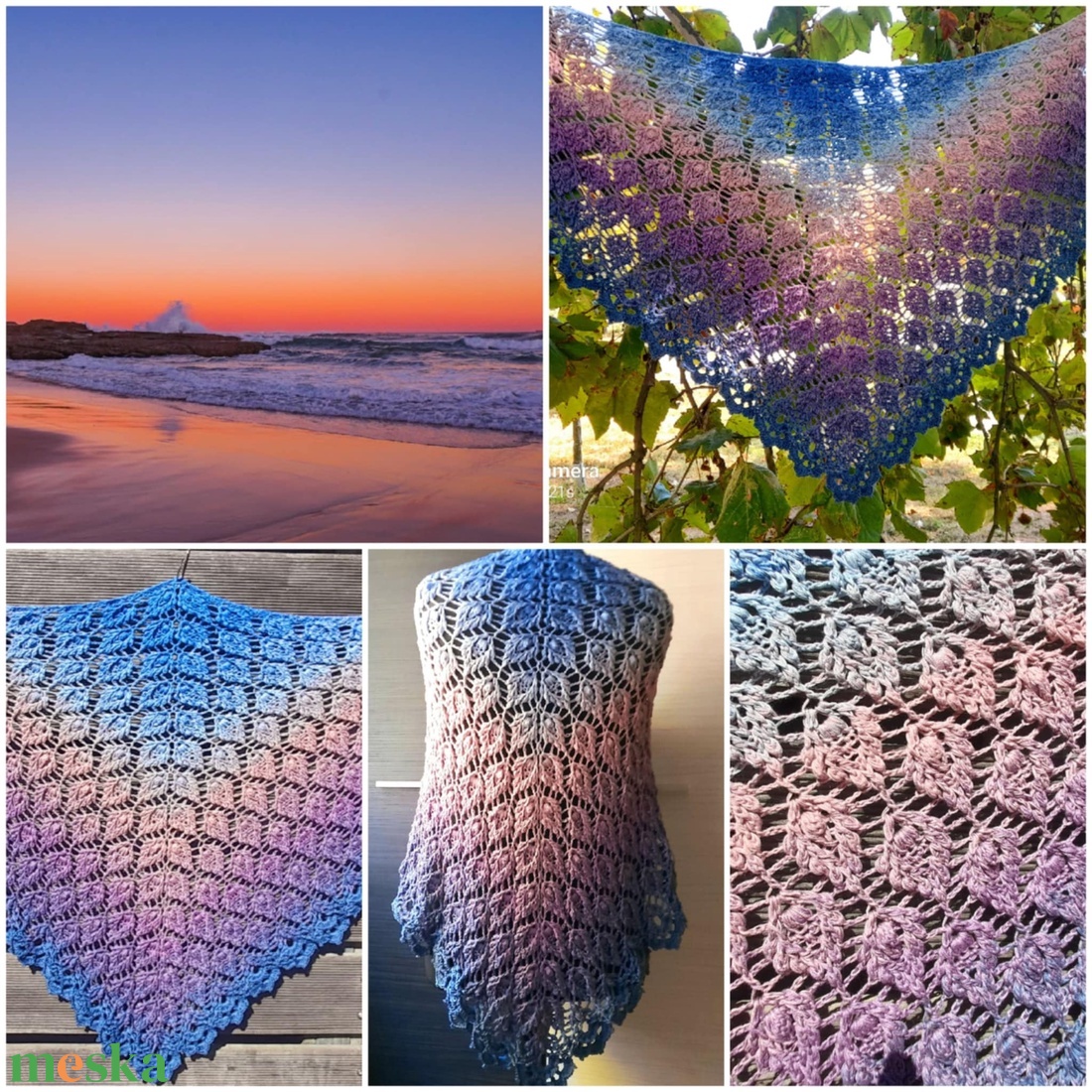 Alkony - egyedi horgolt vállkendő - ruha & divat - sál, sapka, kendő - vállkendő - Meska.hu