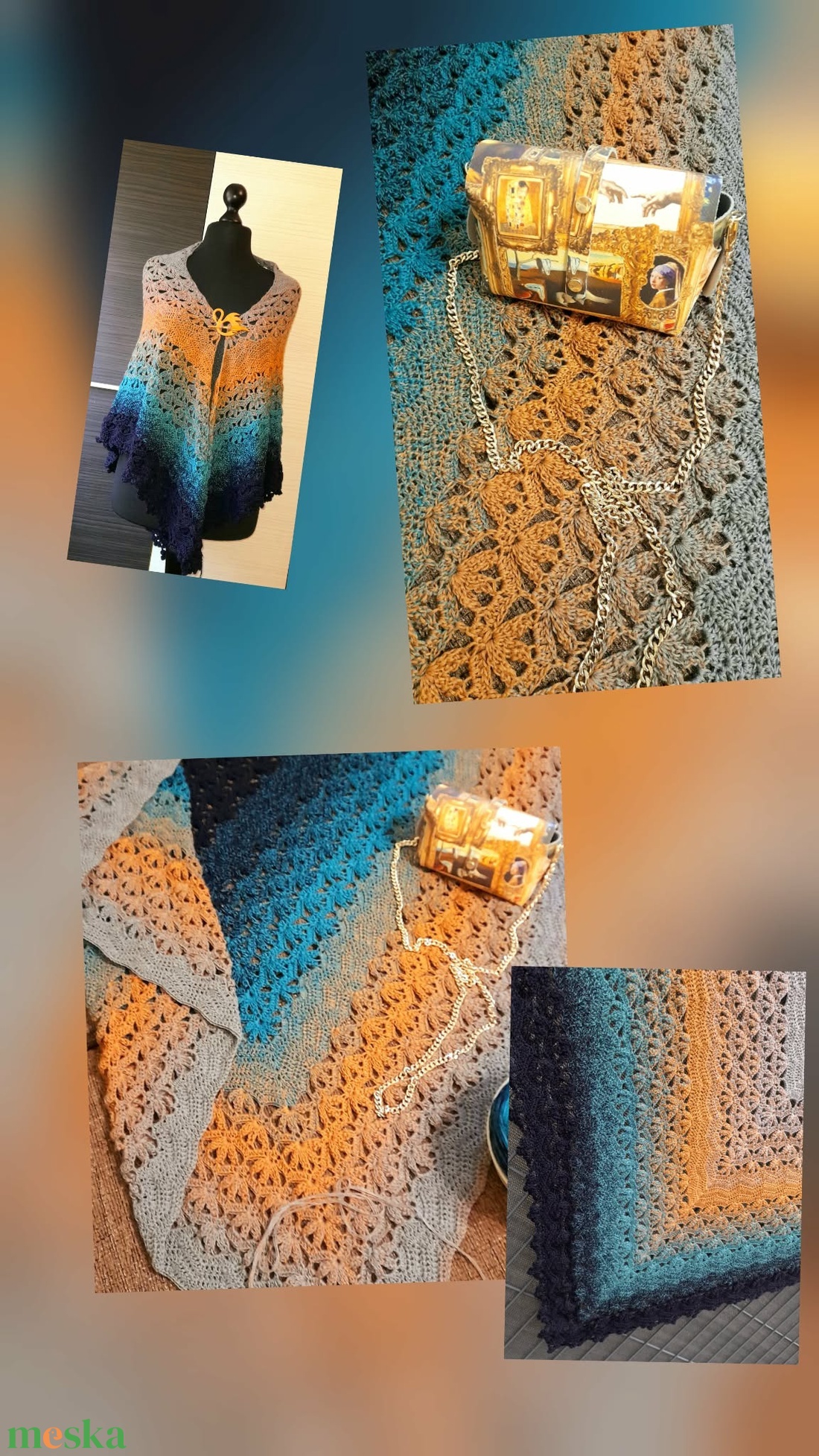 Csillagvirág - egyedi horgolt vállkendő - ruha & divat - sál, sapka, kendő - vállkendő - Meska.hu