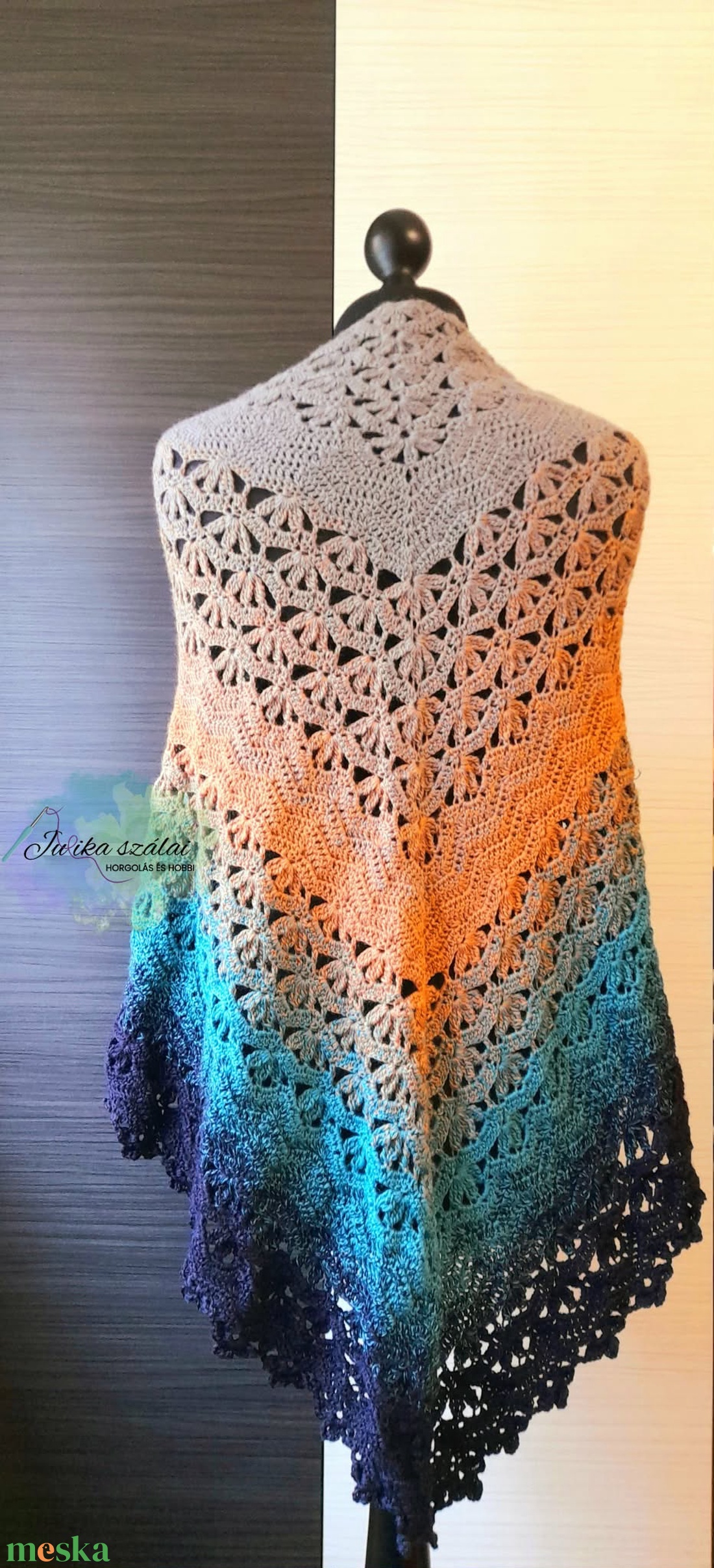 Csillagvirág - egyedi horgolt vállkendő - ruha & divat - sál, sapka, kendő - vállkendő - Meska.hu