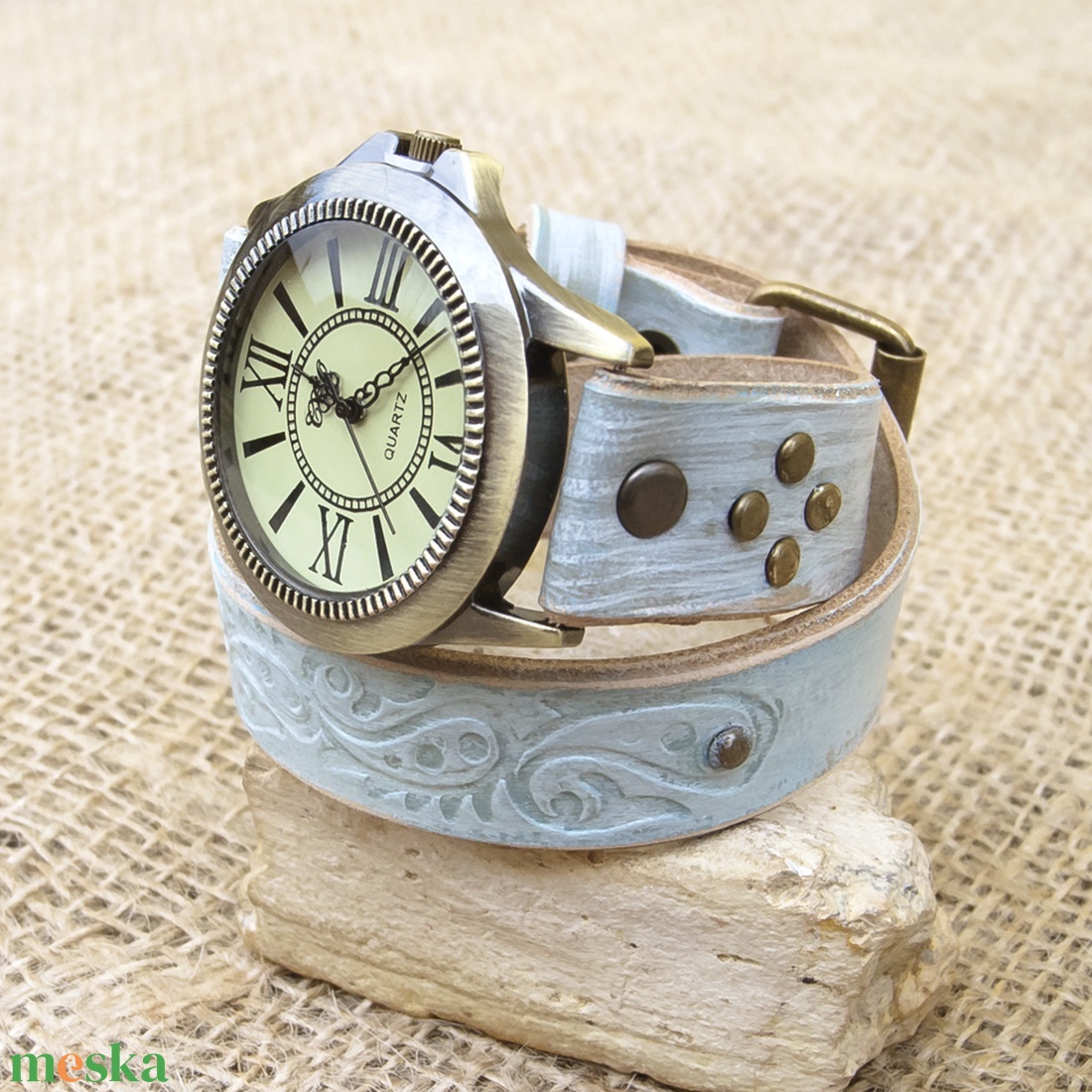 Női Karóra indiai motívummal, Különleges órakarkötő, Ékszeróra, Karkötőóra - ékszer - karóra és ékszeróra - karóra - Meska.hu