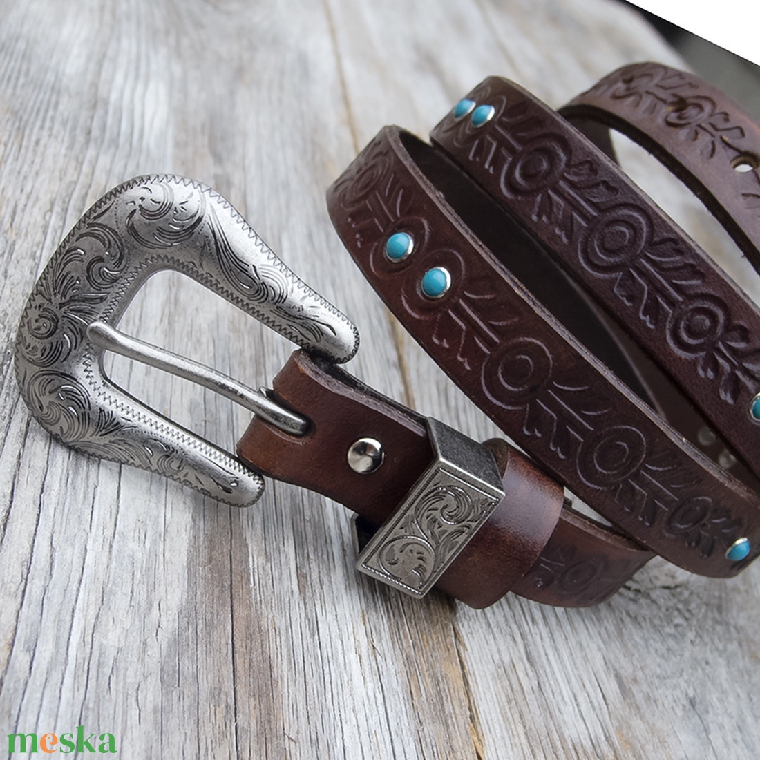 Női olasz marhabőr öv, Western stílusú kézműves valódi bőr öv nőknek - ruha & divat - öv & övcsat - öv - Meska.hu