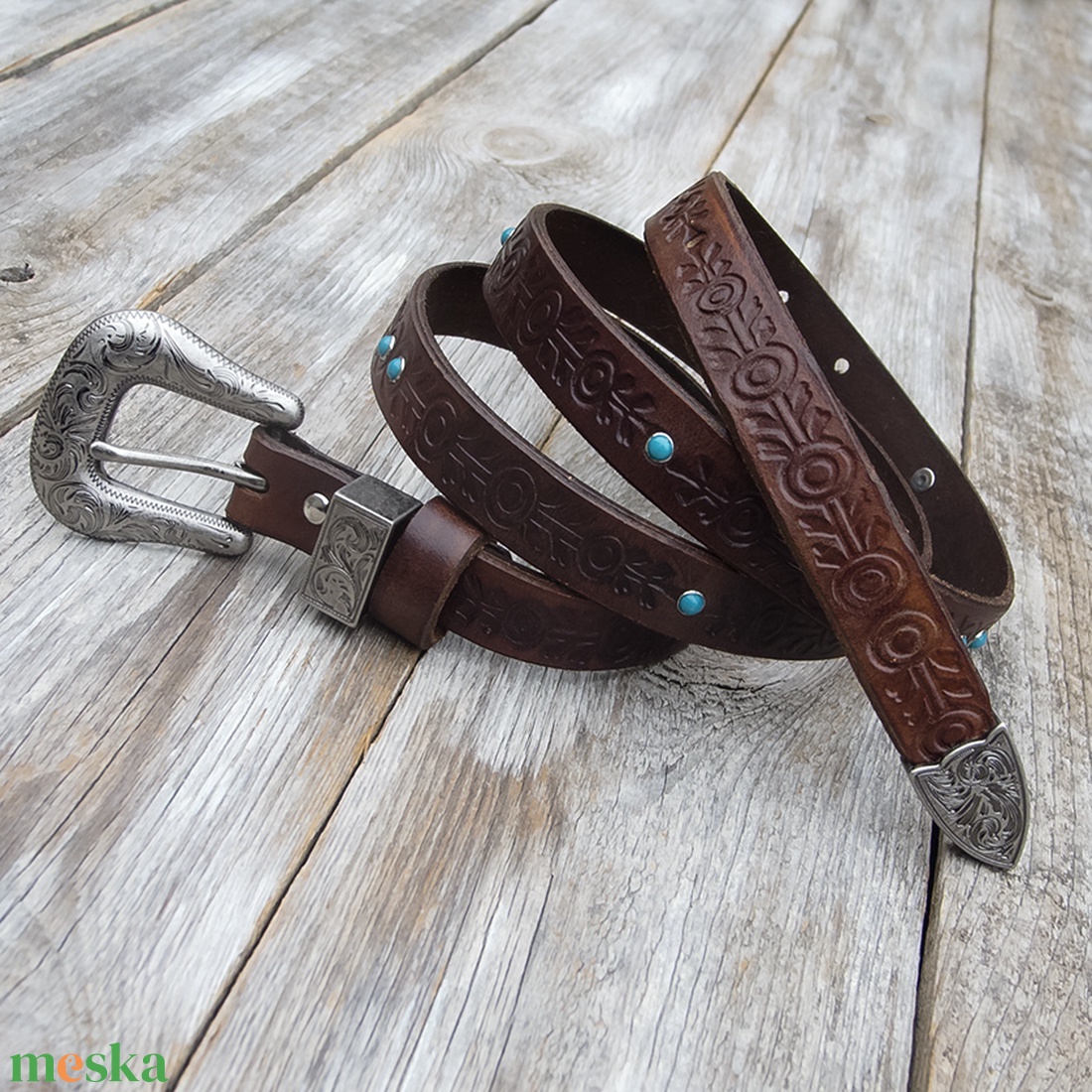 Női olasz marhabőr öv, Western stílusú kézműves valódi bőr öv nőknek - ruha & divat - öv & övcsat - öv - Meska.hu