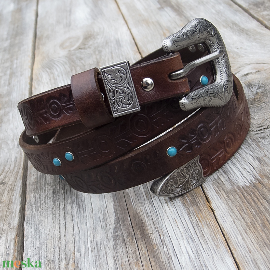 Női olasz marhabőr öv, Western stílusú kézműves valódi bőr öv nőknek - ruha & divat - öv & övcsat - öv - Meska.hu