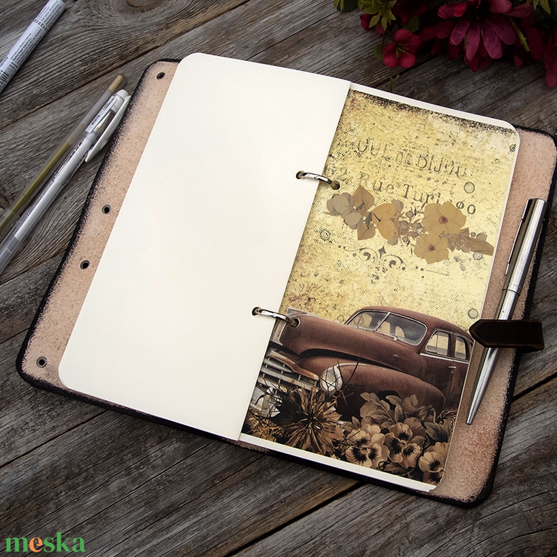 Bőr utazási napló férfiaknak, Jegyzetfüzet régi autó fotónyomatokkal, Notebook, Újratölthető - otthon & életmód - papír, írószer - jegyzetfüzet & napló - Meska.hu Bőr utazási napló férfiaknak, Jegyzetfüzet régi autó fotónyomatokkal, Notebook, Újratölthető - otthon & életmód - papír, írószer - jegyzetfüzet & napló - Meska.hu