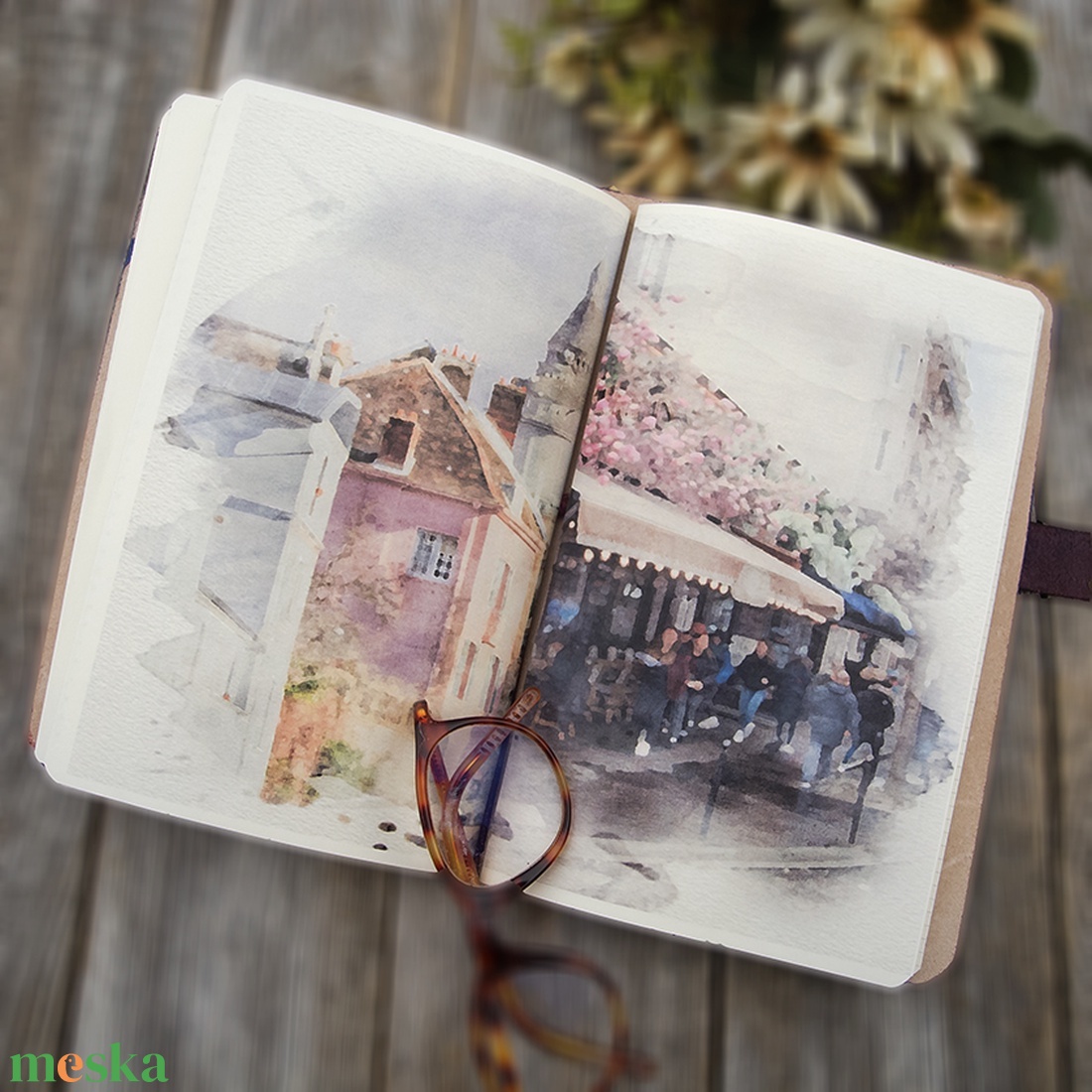 Bőr napló, Párizsból szeretettel bőr útinapló, Bőr ötletnapló, Notebook, Emlékkönyv, Újratölthető - otthon & életmód - papír, írószer - jegyzetfüzet & napló - Meska.hu