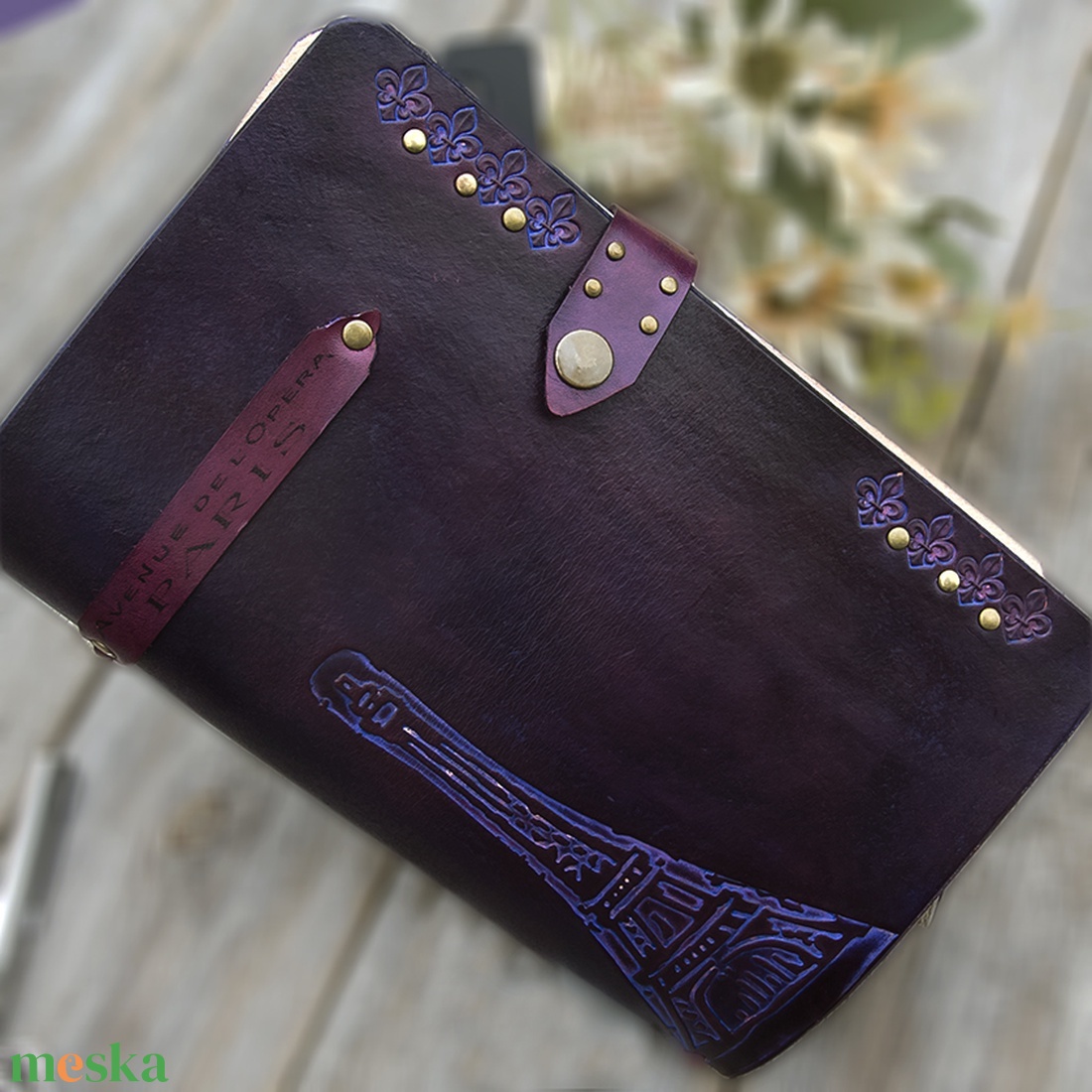 Bőr napló, Párizsból szeretettel bőr útinapló, Bőr ötletnapló, Notebook, Emlékkönyv, Újratölthető - otthon & életmód - papír, írószer - jegyzetfüzet & napló - Meska.hu