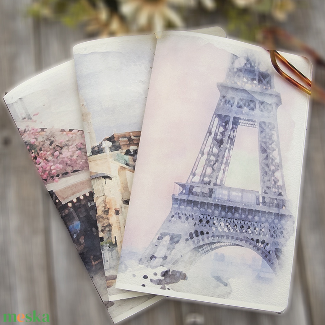 Bőr napló, Párizsból szeretettel bőr útinapló, Bőr ötletnapló, Notebook, Emlékkönyv, Újratölthető - otthon & életmód - papír, írószer - jegyzetfüzet & napló - Meska.hu