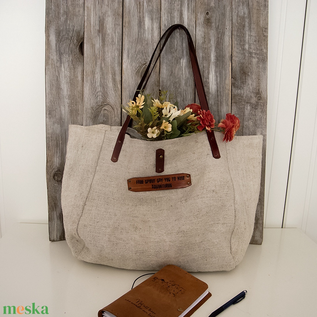Női vászon táska, Régi gabonazsákos nagy méretű táska, Utazó táska, Kézi táska, Shopper táska, Strandtáska - táska & tok - bevásárlás & shopper táska - shopper, textiltáska, szatyor - Meska.hu