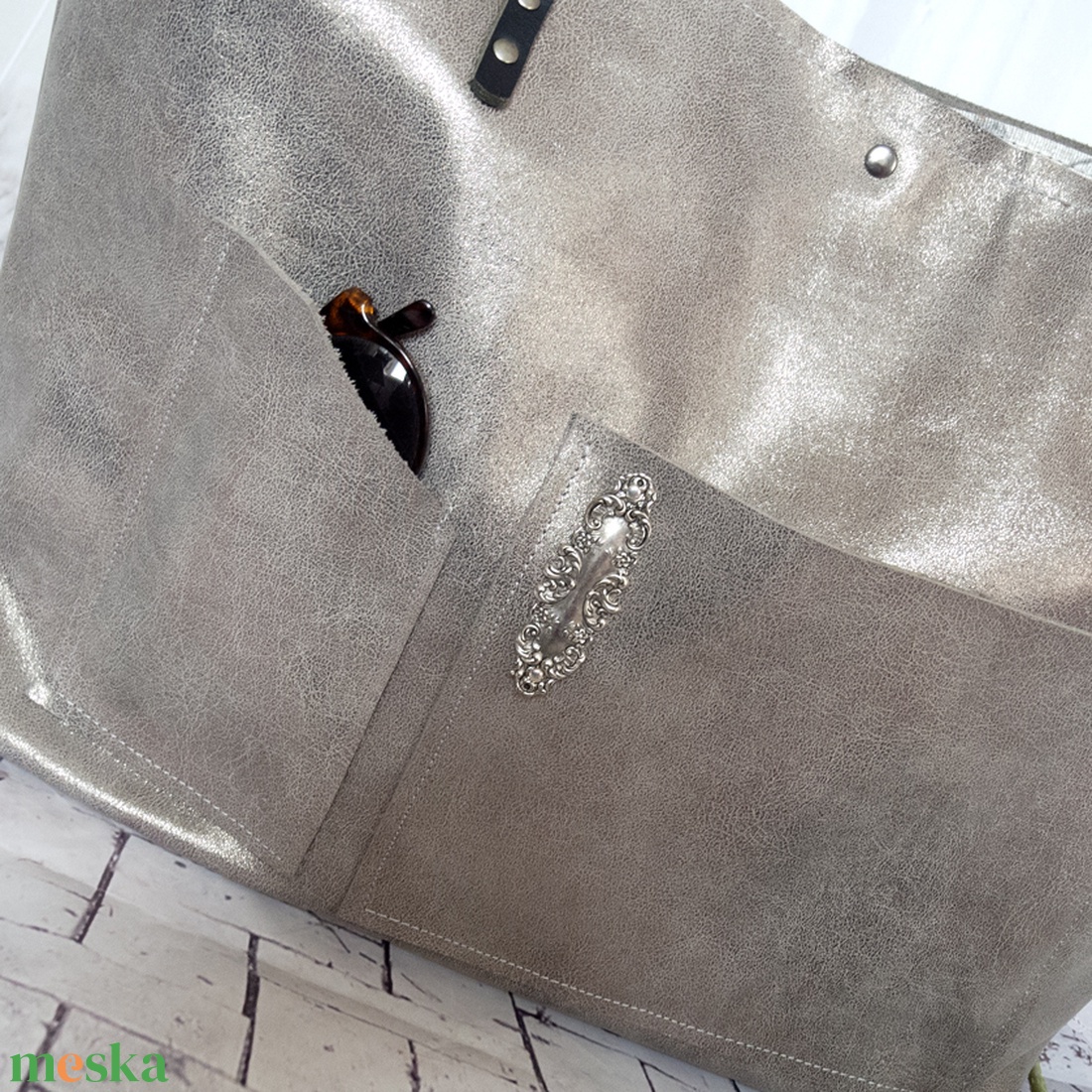 Nagy méretű olasz marhabőr táska tolltartóval - táska & tok - kézitáska & válltáska - nagy pakolós táska - Meska.hu