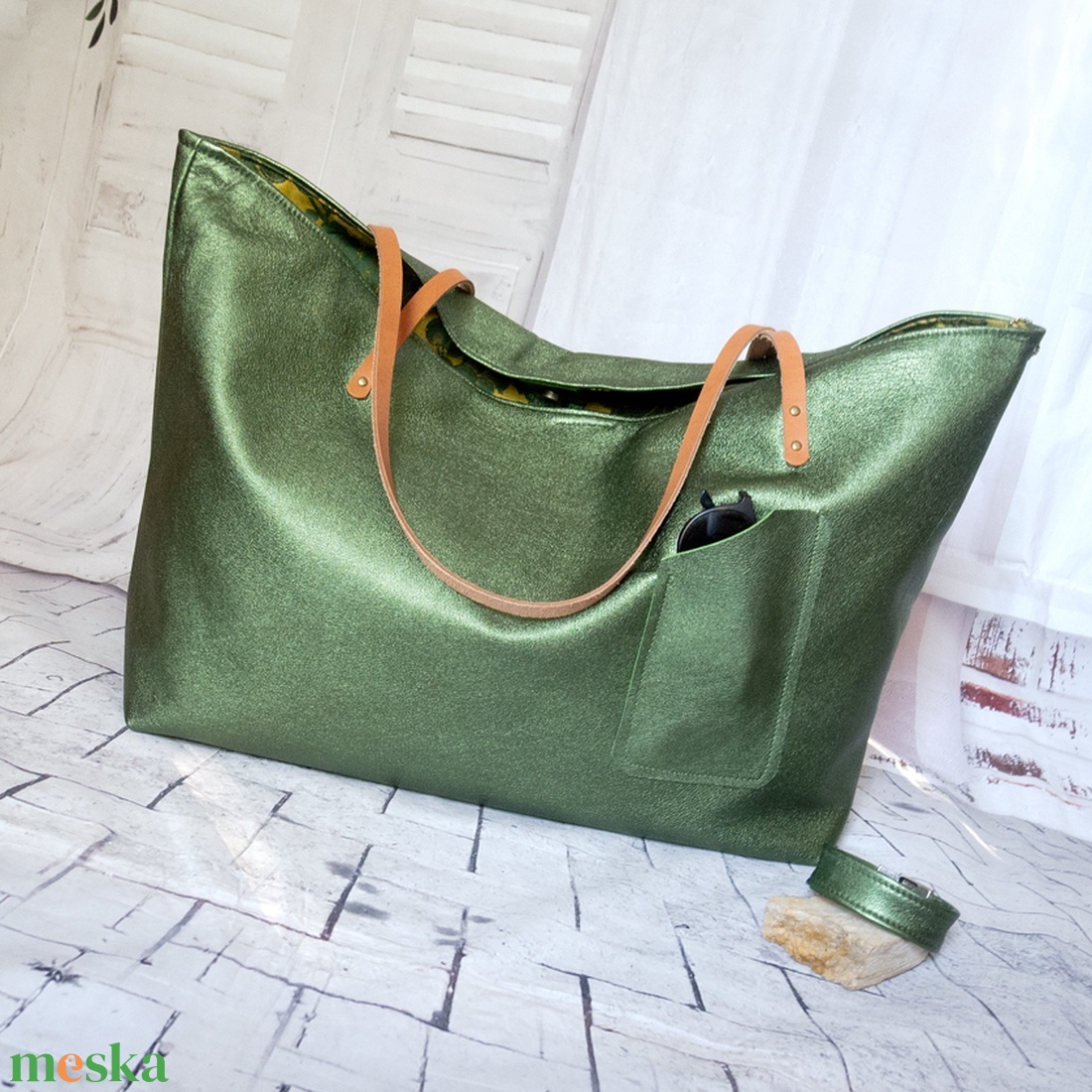 Olasz borjúbőr válltáska, Nagy méretű borjúbőr shopper - táska & tok - kézitáska & válltáska - nagy pakolós táska - Meska.hu