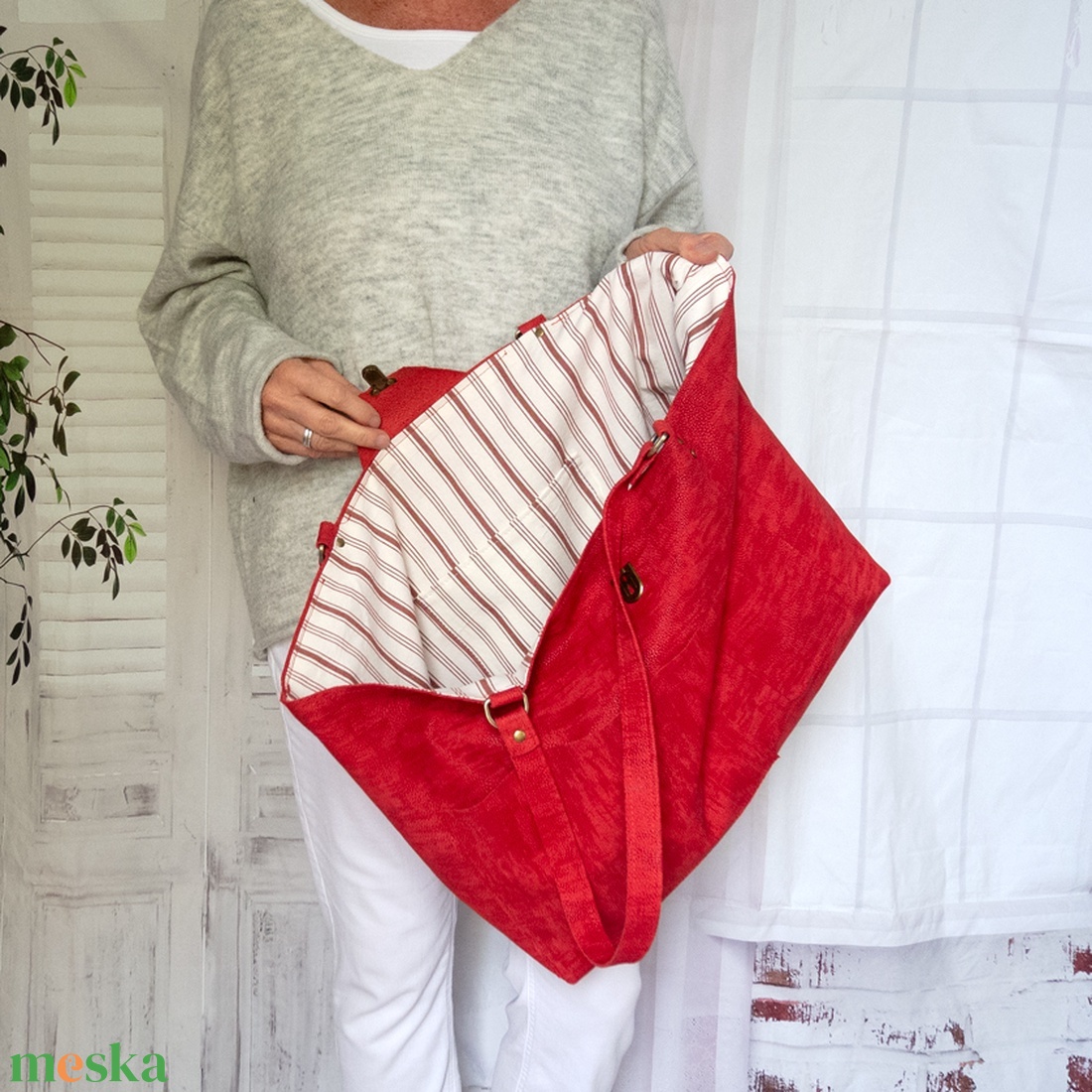 Hatalmas olasz valódi bőr válltáska, Olasz marhabőr shopper szemüvegtartóval - táska & tok - kézitáska & válltáska - nagy pakolós táska - Meska.hu