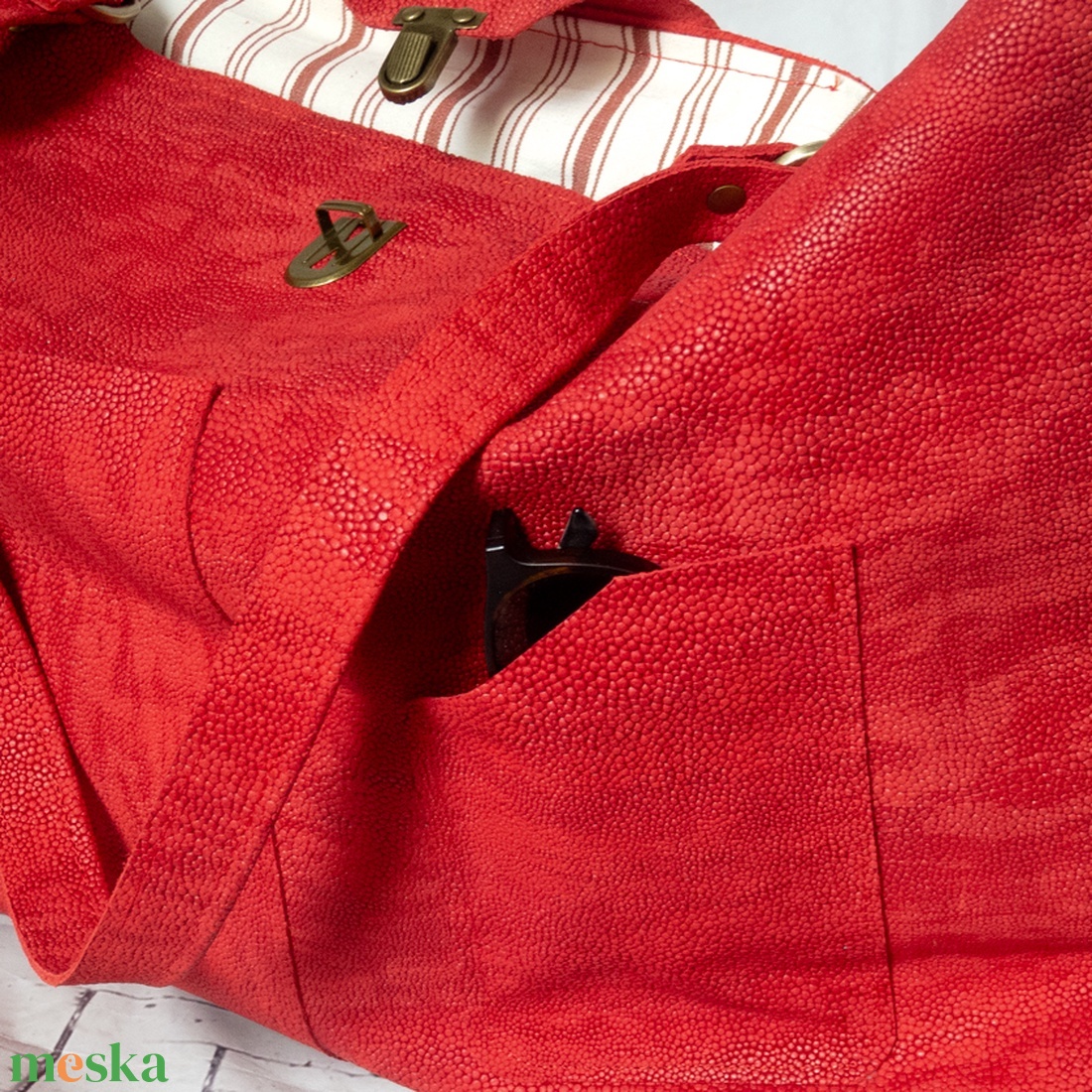 Hatalmas olasz valódi bőr válltáska, Olasz marhabőr shopper szemüvegtartóval - táska & tok - kézitáska & válltáska - nagy pakolós táska - Meska.hu