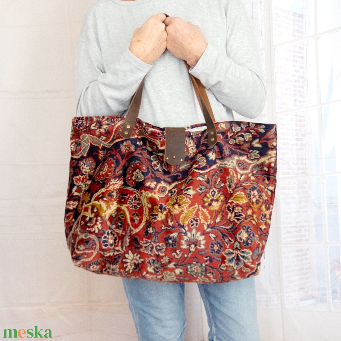 Nagy méretű perzsa mintás szőnyegtáska, Egzotikus bársony szőnyegtáska - táska & tok - kézitáska & válltáska - nagy pakolós táska - Meska.hu