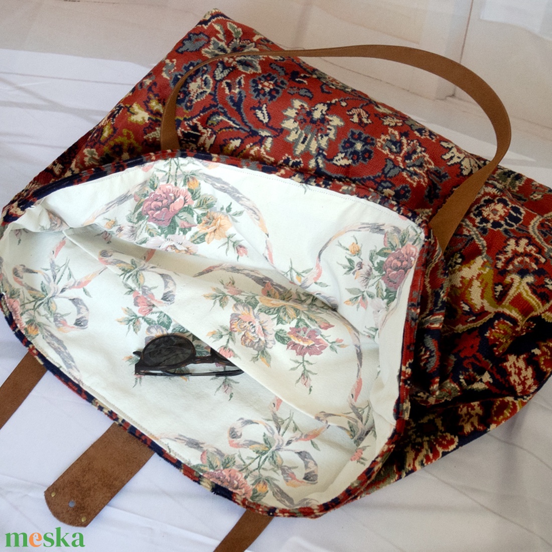 Nagy méretű perzsa mintás szőnyegtáska, Egzotikus bársony szőnyegtáska - táska & tok - kézitáska & válltáska - nagy pakolós táska - Meska.hu