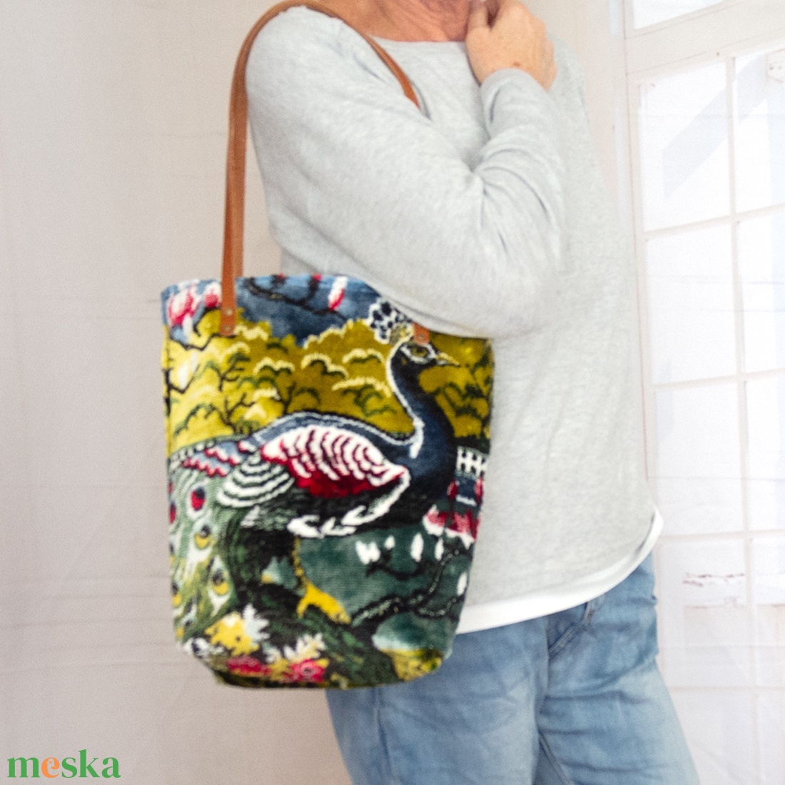 Pávamintás szőnyegtáska, Bársony szőnyeg válltáska, Pávás partitáska, Egzotikus szőnyegtáska - táska & tok - kézitáska & válltáska - kézitáska - Meska.hu