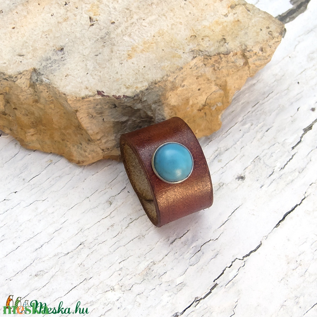 Lovas Lillának félretéve- Türkizköves női olasz marhabőr gyűrű -  - ékszer - gyűrű - statement gyűrű - Meska.hu