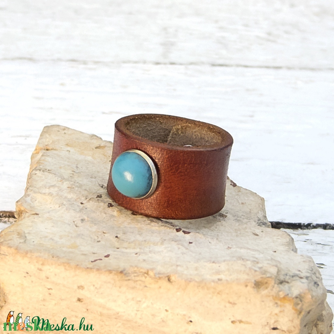 Lovas Lillának félretéve- Türkizköves női olasz marhabőr gyűrű -  - ékszer - gyűrű - statement gyűrű - Meska.hu