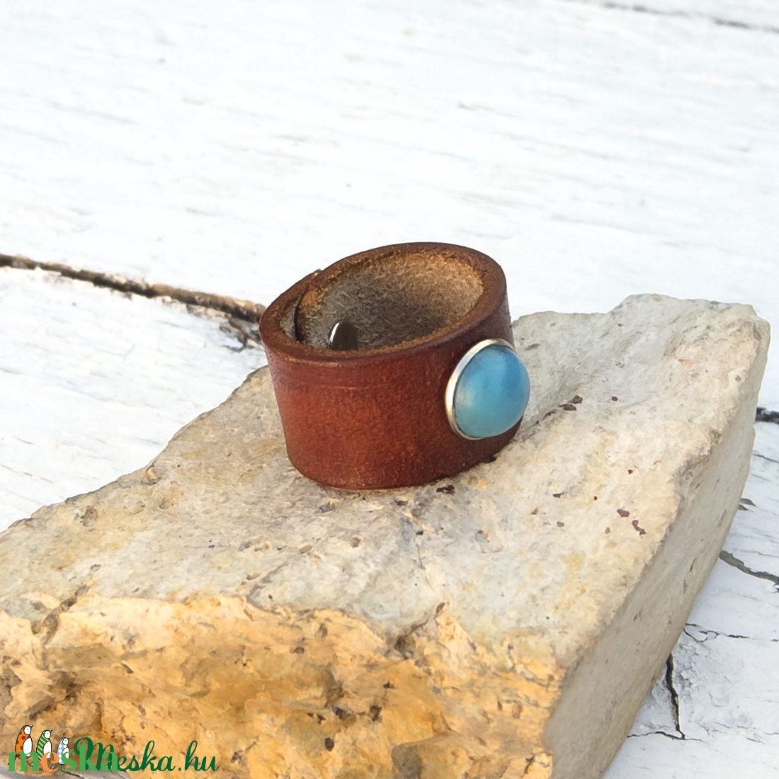 Lovas Lillának félretéve- Türkizköves női olasz marhabőr gyűrű -  - ékszer - gyűrű - statement gyűrű - Meska.hu