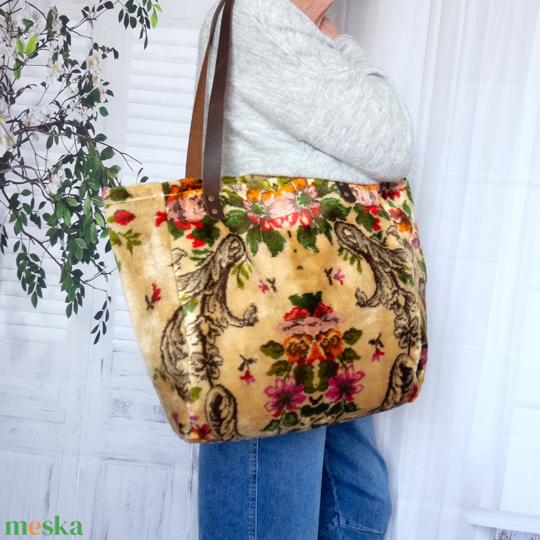 Bársony szőnyegtáska, Barokk stílusú szőnyegtáska, Barokk stílusú szőnyeg válltáska, Puha és bársonyos szőnyegtáska - táska & tok - kézitáska & válltáska - nagy pakolós táska - Meska.hu
