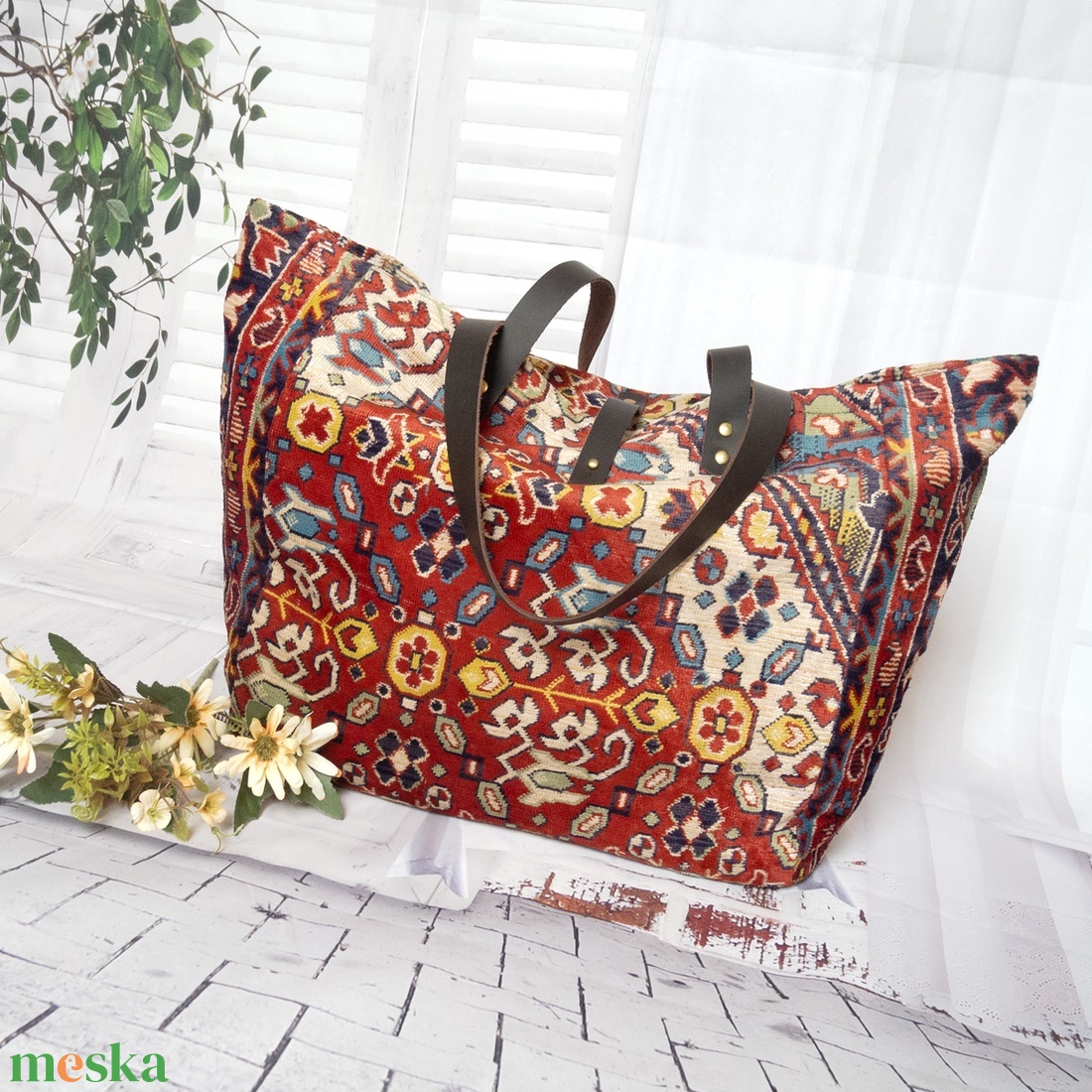 Nagy méretű perzsa mintás szőnyegtáska, Puha bársonyos, strapabíró - táska & tok - kézitáska & válltáska - nagy pakolós táska - Meska.hu