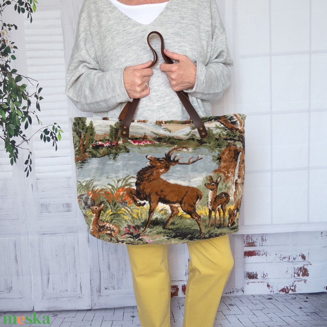 Nagy méretű olasz szőnyegtáska - az erdő szerelmeseinek - táska & tok - kézitáska & válltáska - nagy pakolós táska - Meska.hu