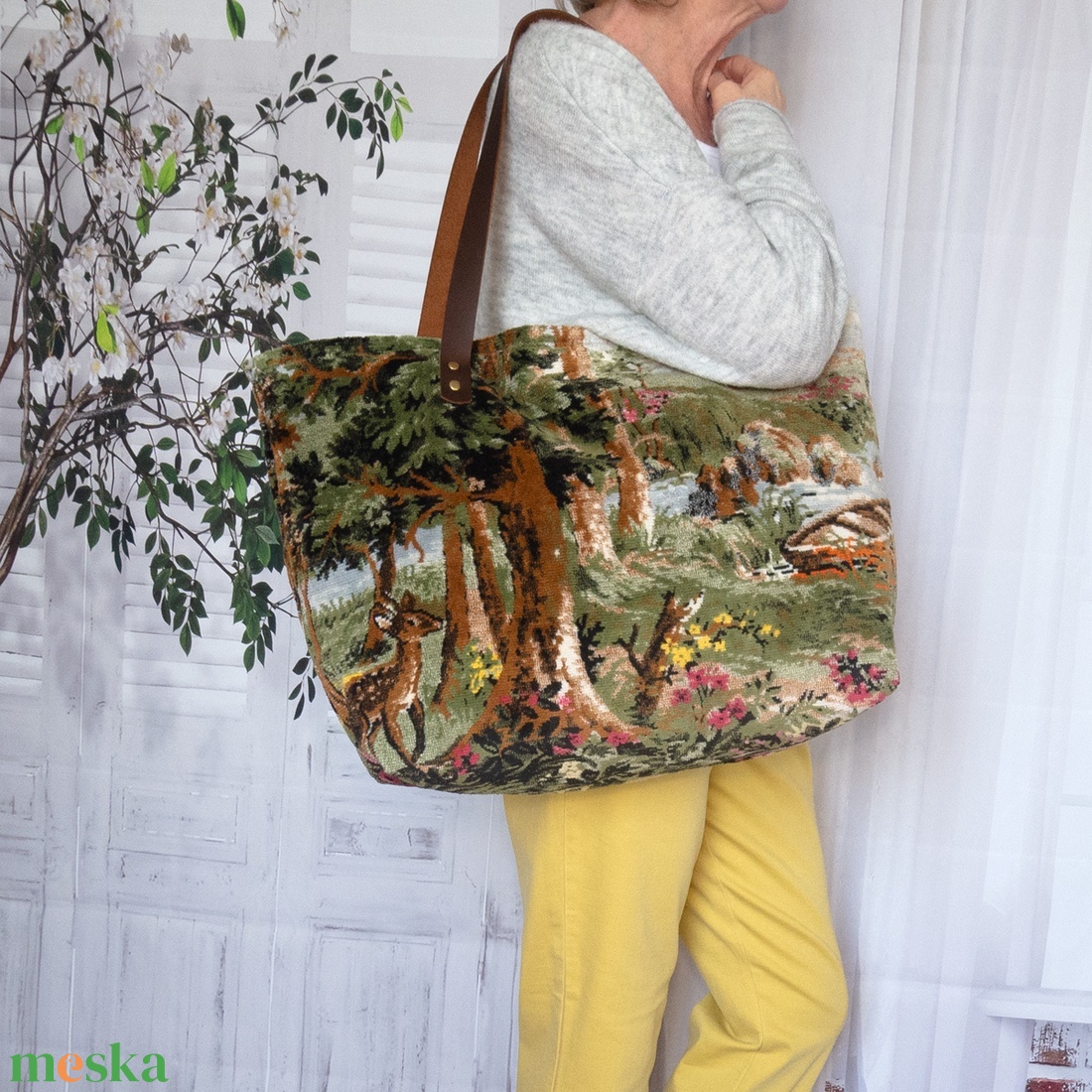 Nagy méretű olasz szőnyegtáska - az erdő szerelmeseinek - táska & tok - kézitáska & válltáska - nagy pakolós táska - Meska.hu