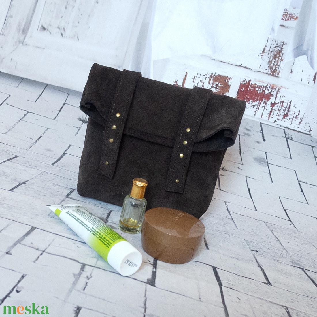 Olasz velúr marhabőr kozmetikai táska - táska & tok - neszesszer - Meska.hu